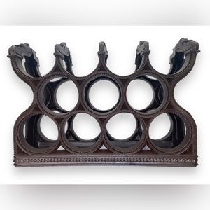 Wine Rack Tiki Liquor Bottle Wine Holder Retro Bar Vintage MCM Faux Wood Plastic